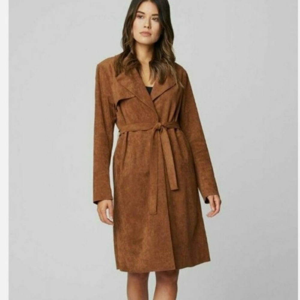 Blank NYC brown/camel faux suede wrap jacket, small